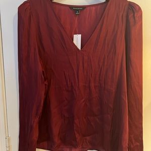 BANANA REPUBLIC SOFT SATIN PUFF-SLEEVE TOP SIZE M